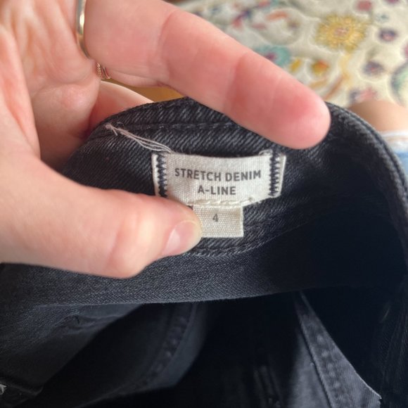 Madewell A-Line Stretch Denim Mini Skirt: Patch Pocket Edition, Black Frost, 4 - Picture 5 of 5